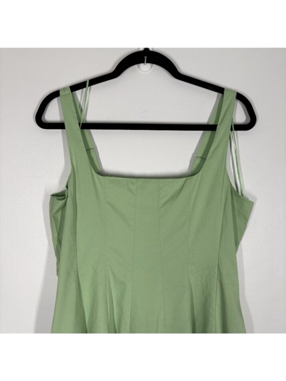 Express Sz XS Mint Square Neck Seamed Smocked Back Midi Dress With Pockets NWOT - Picture 6 of 13